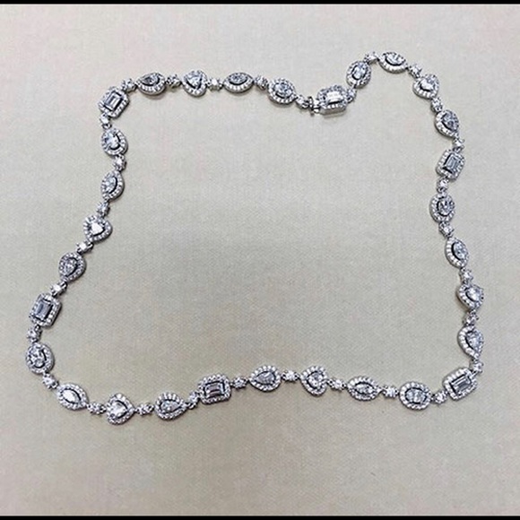 Rectangle, Pear, and Trillion Cubic Zirconia Necklace-Boutique - Picture 4 of 5